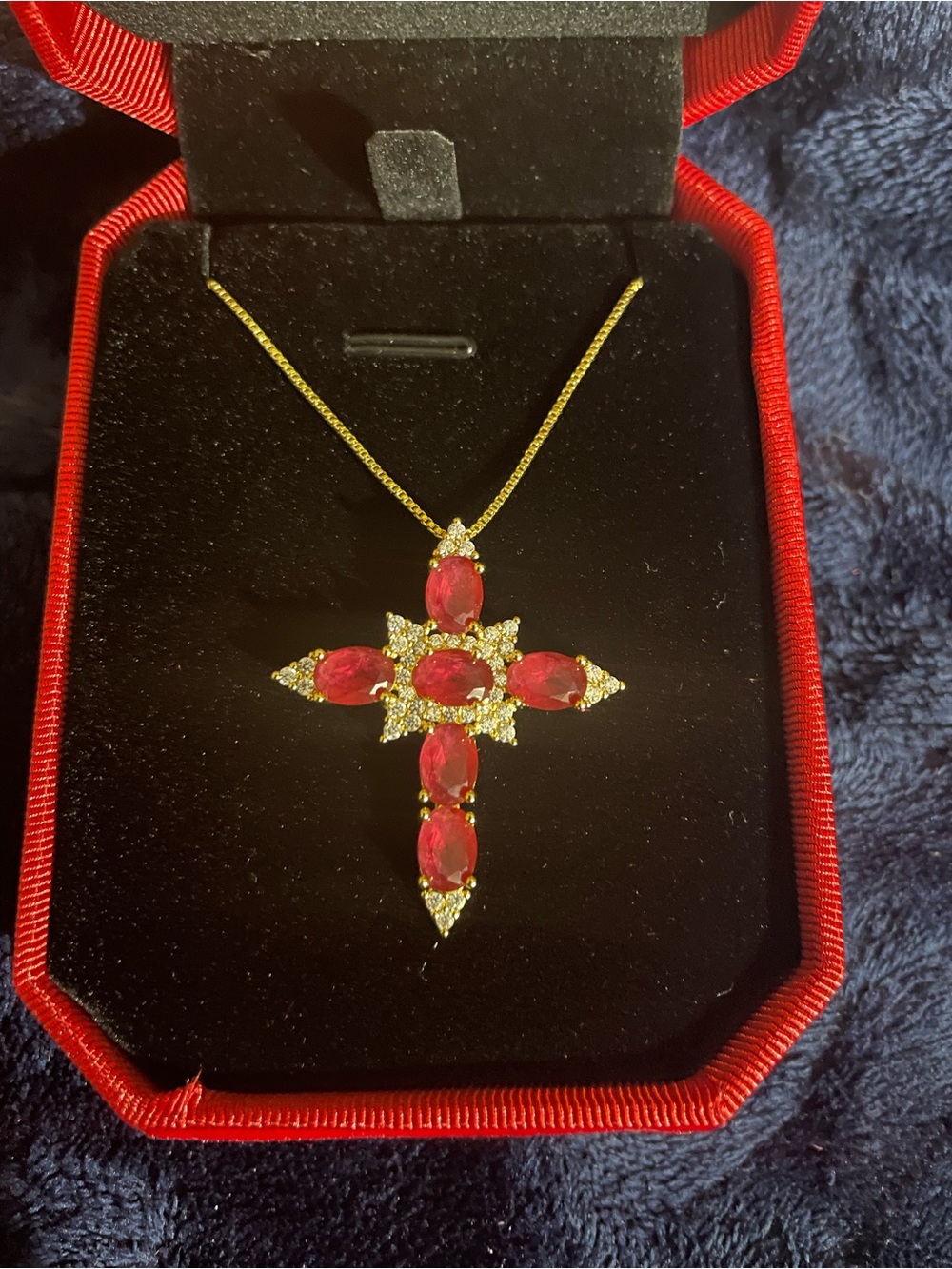 Star of Hollywood Genuine Ruby Cross Necklace